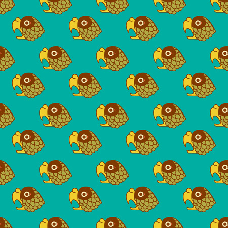 Vector illustration aztec cacao pattern for chocolate package design on brown, red, green, grey, yellow colors in white backdrop.のイラスト素材