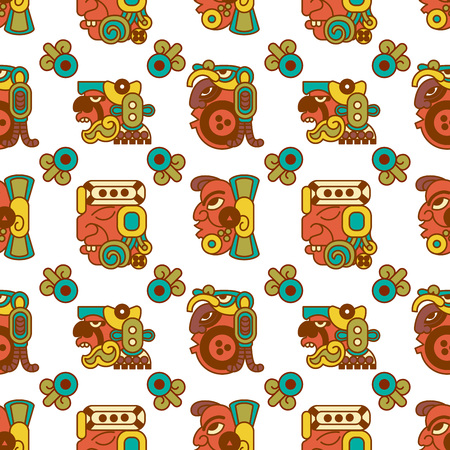 Vector illustration aztec cacao seamless pattern for chocolate package design.のイラスト素材