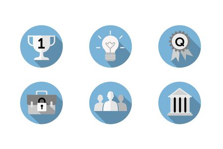 Vector illustration flat style icon collection for business info graphics on white background.のイラスト素材