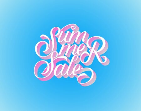 Vector illustration advertisement lettering poster for summer sale shopping with text on seaside background.のイラスト素材