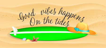 Vector illustration advertisement lettering poster for summer sale shopping with text on seaside background.のイラスト素材