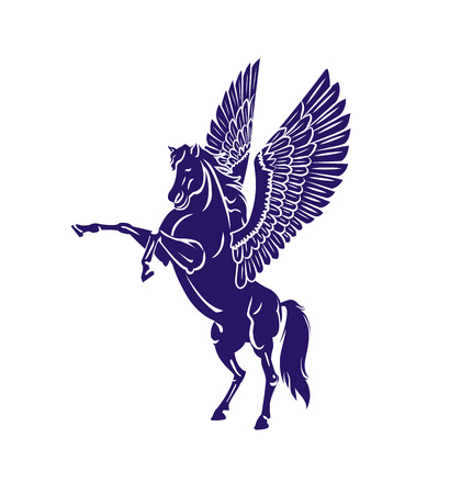 Vector illustration line art style horse on white backdrop.のイラスト素材