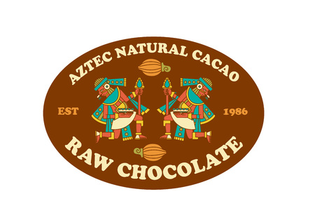 Vector illustration aztec cacao pattern for chocolate package design on white backdrop.のイラスト素材