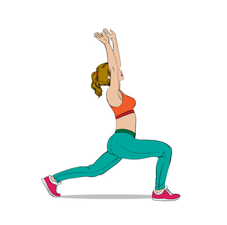 Vector illustration sport and yoga poster on white background.のイラスト素材