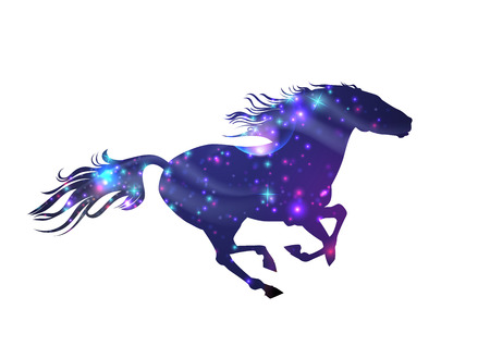 A Vector illustration stylized horse silhouette on white backdrop.のイラスト素材