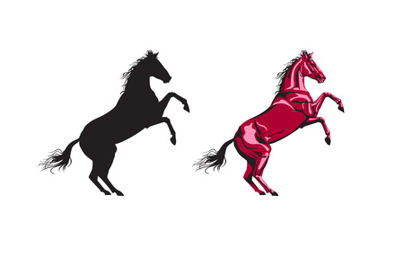 Illustration pour A Vector illustration style horse on white backdrop. - image libre de droit