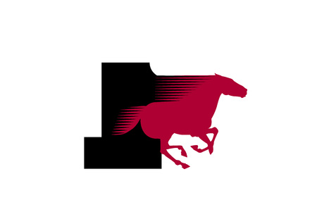 A Vector illustration stylized horse silhouette on white backdrop.のイラスト素材