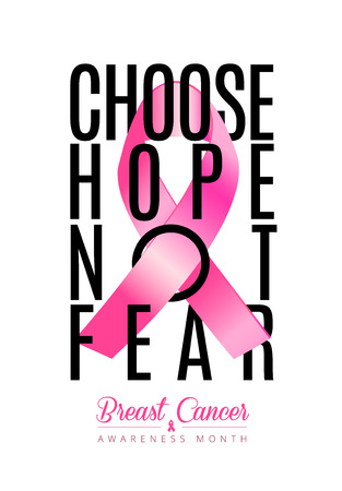 Vector illustration poster to World breast cancer month with woman's body and pink bow.のイラスト素材