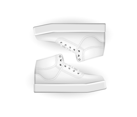 Vector illustration sport shoe on white backdrop. Young man shoe fashion design.のイラスト素材
