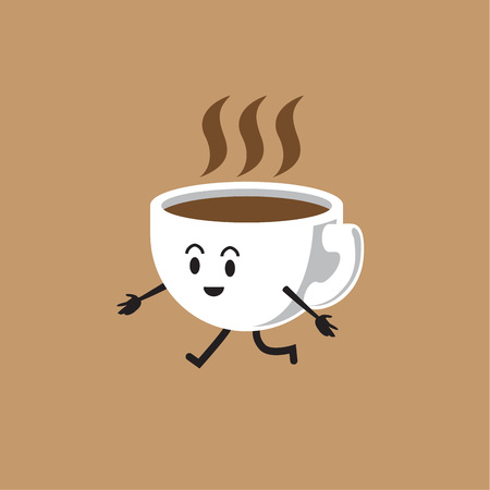 Vector illustration coffee logo on grey backdrop.のイラスト素材
