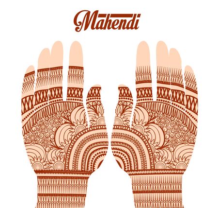 Vector illustration mahendi hand design isolated.のイラスト素材
