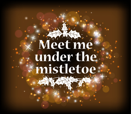 Vector illustration Christmas greetiong card with decorate text and mistletoe wreath.のイラスト素材