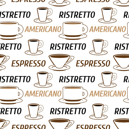 Coffee package design seamless pattern with decorate text Vector illustration.のイラスト素材