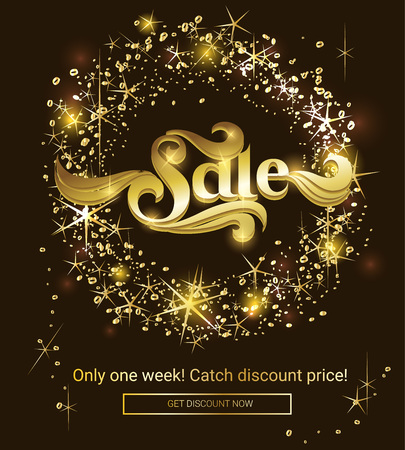 Vector illustration New Year and Christmas sale poster with glowing light effects.のイラスト素材