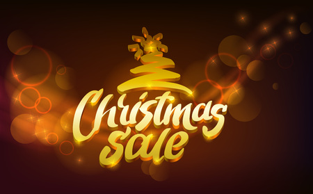 Vector illustration Christmas and New Year poster with glowing light effect and decorate text.のイラスト素材
