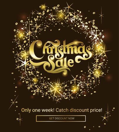 Christmas and New year poster design with glowing light effects Vector illustration.のイラスト素材