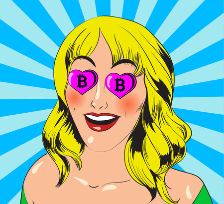 Young girl character in vintage comic book style. Vector illustration.のイラスト素材