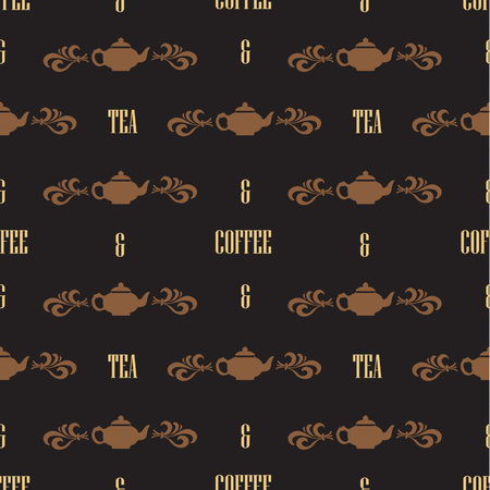Coffee and tea seamless pattern design in vintage styleのイラスト素材