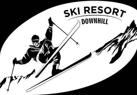 Ski recreation poster design. Vector illustration.のイラスト素材