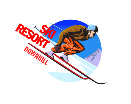 Vector illustration ski resort logo design in cartoon style.のイラスト素材