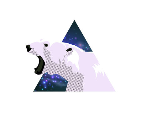 Abstract poster print with polar bear in triangle shape vector illustration.のイラスト素材