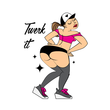 Twerk dance female cartoon character design. Vector illustration.のイラスト素材