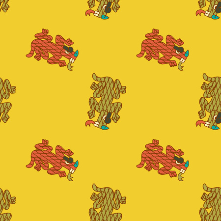 Aztec cacao chocolate seamless pattern design. Vector illustration.のイラスト素材