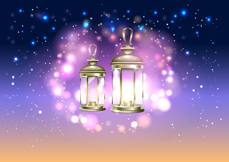 Decorate poster for religious Muslim holiday. Vector illustration.のイラスト素材