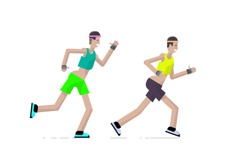 Sport a runner character design in flat style. Vector illustration.のイラスト素材