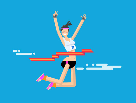 Sport a runner character design in flat style. Vector illustration.のイラスト素材