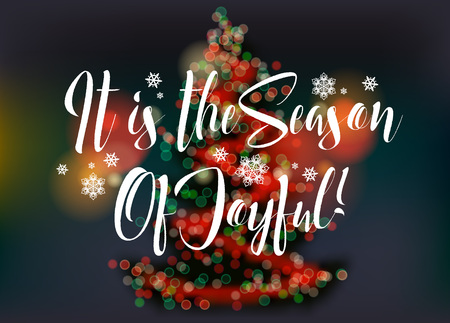 Christmas holiday greeting card design with calligraphy and glowing light effects.のイラスト素材