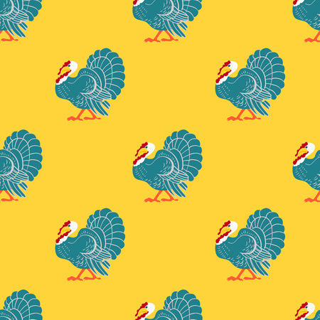 Thanksgiving day seamless pattern with turkey bird. Vector illustration.のイラスト素材