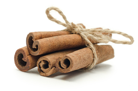 Group cinnamon, close up, isolated on white backgroundの写真素材