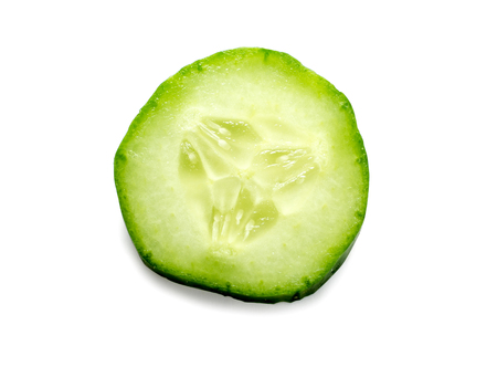Fresh slice cucumber isolated on white backgroundの写真素材