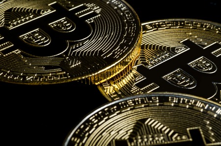 Bitcoins, Golden Bitcoin, Bitcoin cryptocurrency. Business concept.