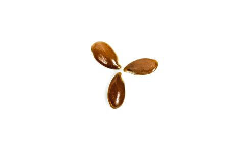 Close up of flax seeds isolated on white background.の写真素材
