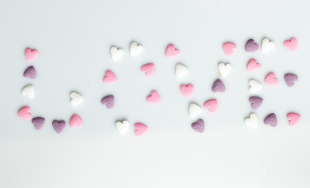 Color sugar sprinkle dots, decoration for cake and bekery, a lot of sprinkles as a background. Love.の写真素材