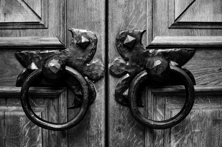 Antique door handle. black and whiteの写真素材
