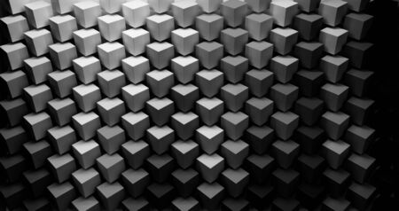 A lot of monochrome cubes. Technological solution. 3D illustration. monochrome Matching Stand....