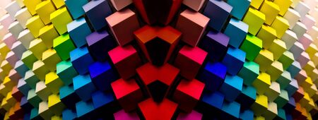 colorful geometric diagonal background, abstract background, vertical. 3D illustrationの写真素材
