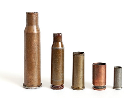 bullet cartridges big and small isolatedの写真素材