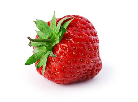 closeup of strawberry isolated on whiteの写真素材