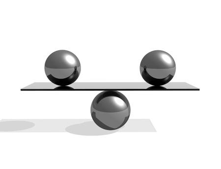 balance 3d abstract illustration with metal ballsの写真素材
