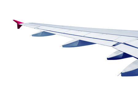 airplane wing isolated on white backgroundの写真素材