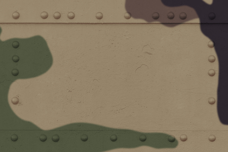Military steel bodywork, green armored vehicle, rivets, bolts, detail, army industryの写真素材