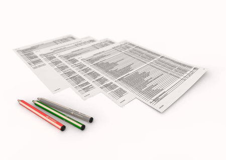 Reports with pencilsの写真素材