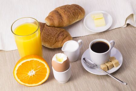 Breakfast with croissantの写真素材