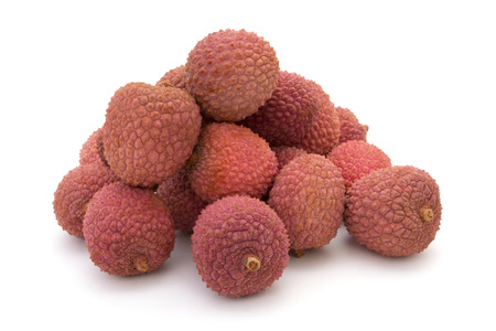 Litchi on a white backgroundの写真素材