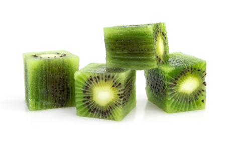 Cubes of kiwiの写真素材