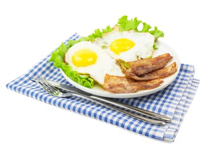 Scrambled eggs with baconの写真素材